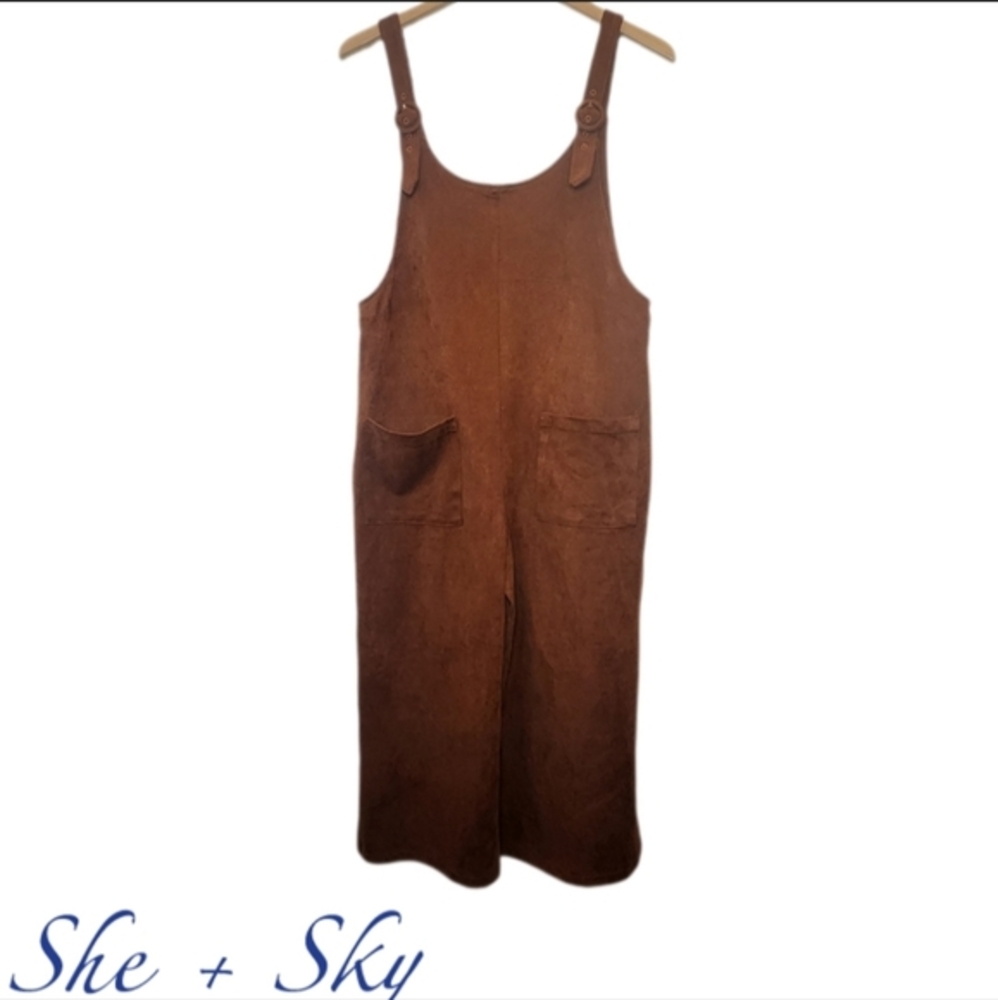 🆕️ She‎ & Sky Womens Small NWT Brown Corduroy Overalls